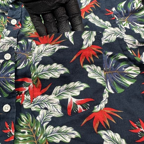 Banana Republic Shirt Mens Medium Floral Linen Blend Slim Fit Hawaiian Casual - Picture 5 of 15